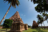 The great Chola temples of Tamil Nadu - The Brihadisvara temple of Gangaikondacholapuram. The Ganesha temple with the great vimana towering behind. 